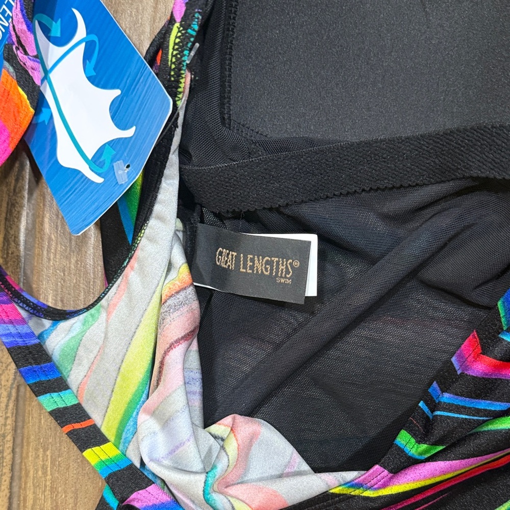 Colorful Striped Women's One-Piece Swimsuit - Picture 4 of 5